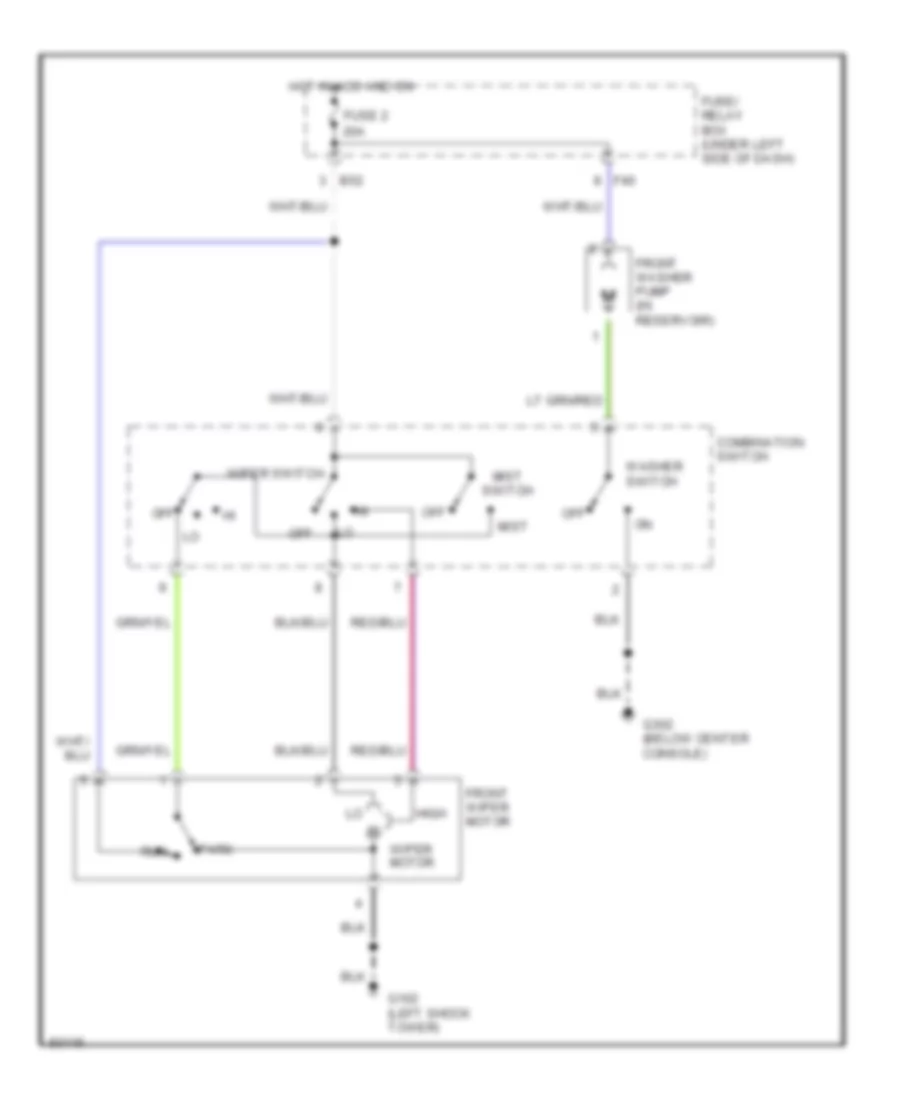 Электросхема стеклоочистителя, дворников и омывателя С 2 скоростями для Subaru Impreza L 1997