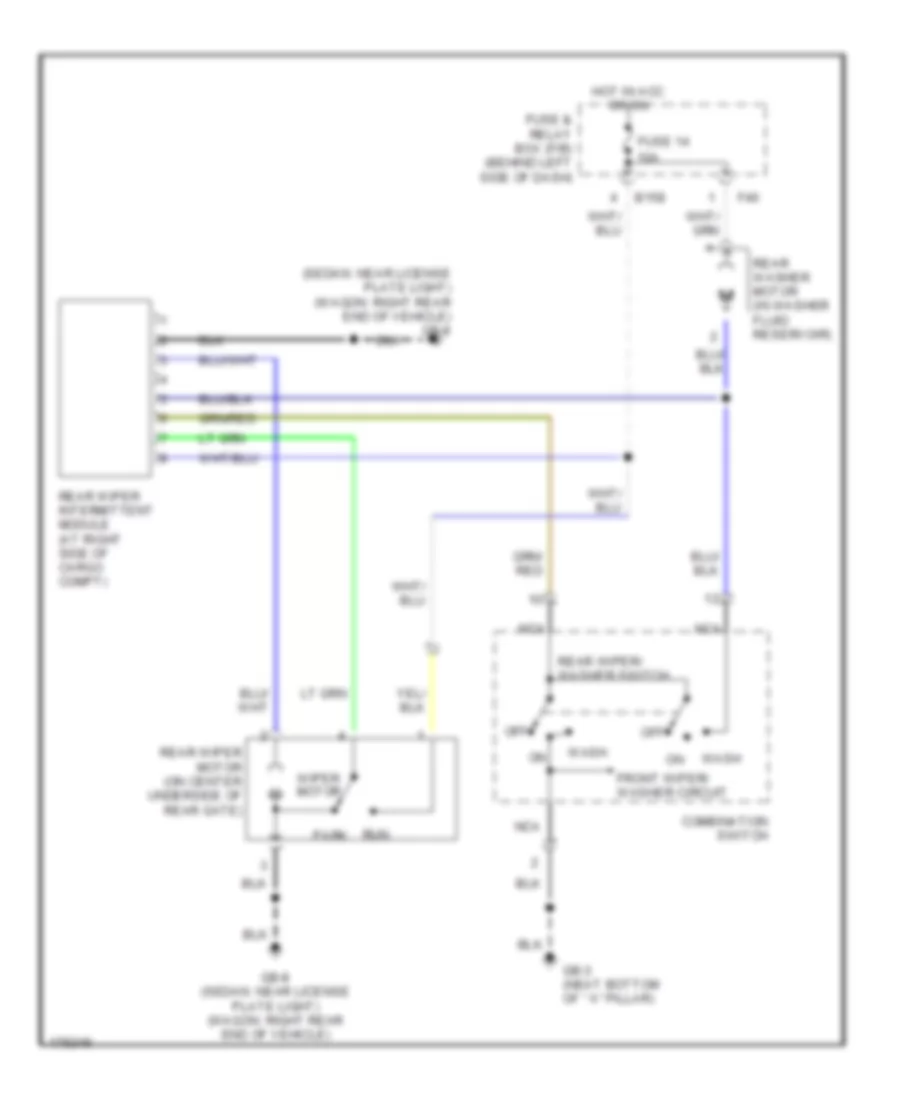 Электросхема заднего стеклоочистителя дворника и омывателя для Subaru Impreza WRX 2003