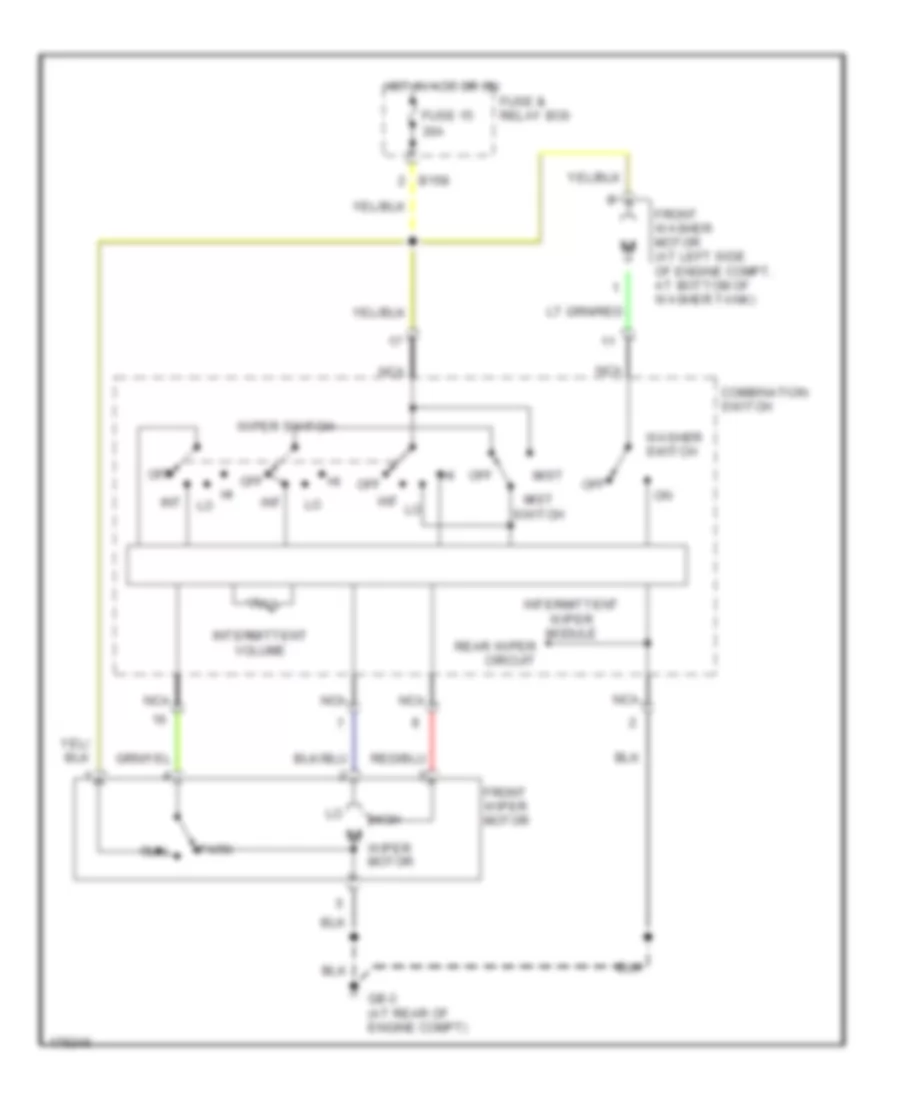 Электросхема передних стеклоочистителей дворников и омывателя лобового стекла для Subaru Legacy GT 2003