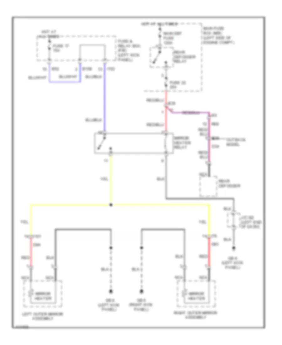 Heated Mirrors Wiring Diagram for Subaru Legacy Limited 2013