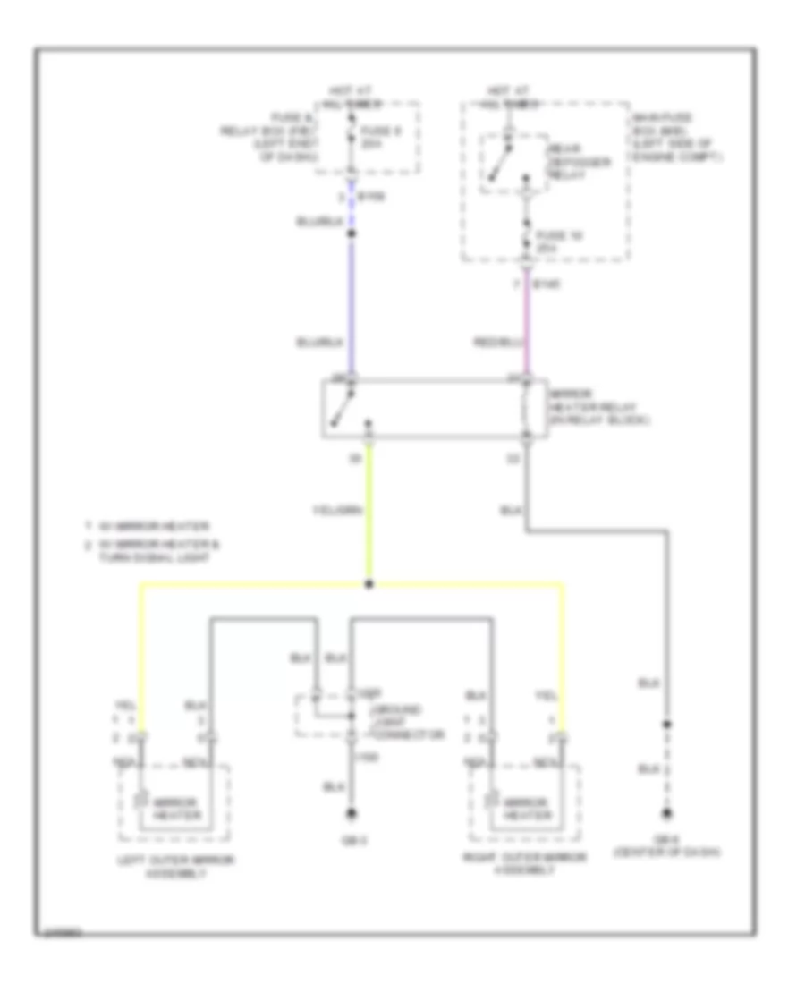 Heated Mirrors Wiring Diagram for Subaru Outback XT Limited 2007