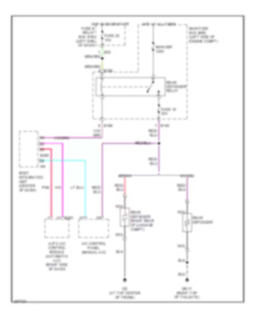 Rear Defogger Wiring Diagram for Subaru Outback XT Limited 2007