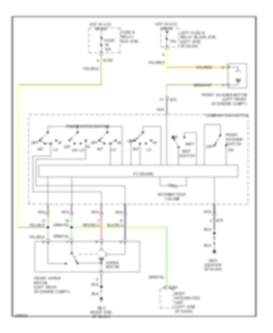 Электросхема передних стеклоочистителей дворников и омывателя лобового стекла для Subaru Impreza WRX Limited 2010