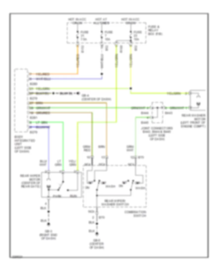 Электросхема заднего стеклоочистителя дворника и омывателя для Subaru Impreza WRX STi 2010