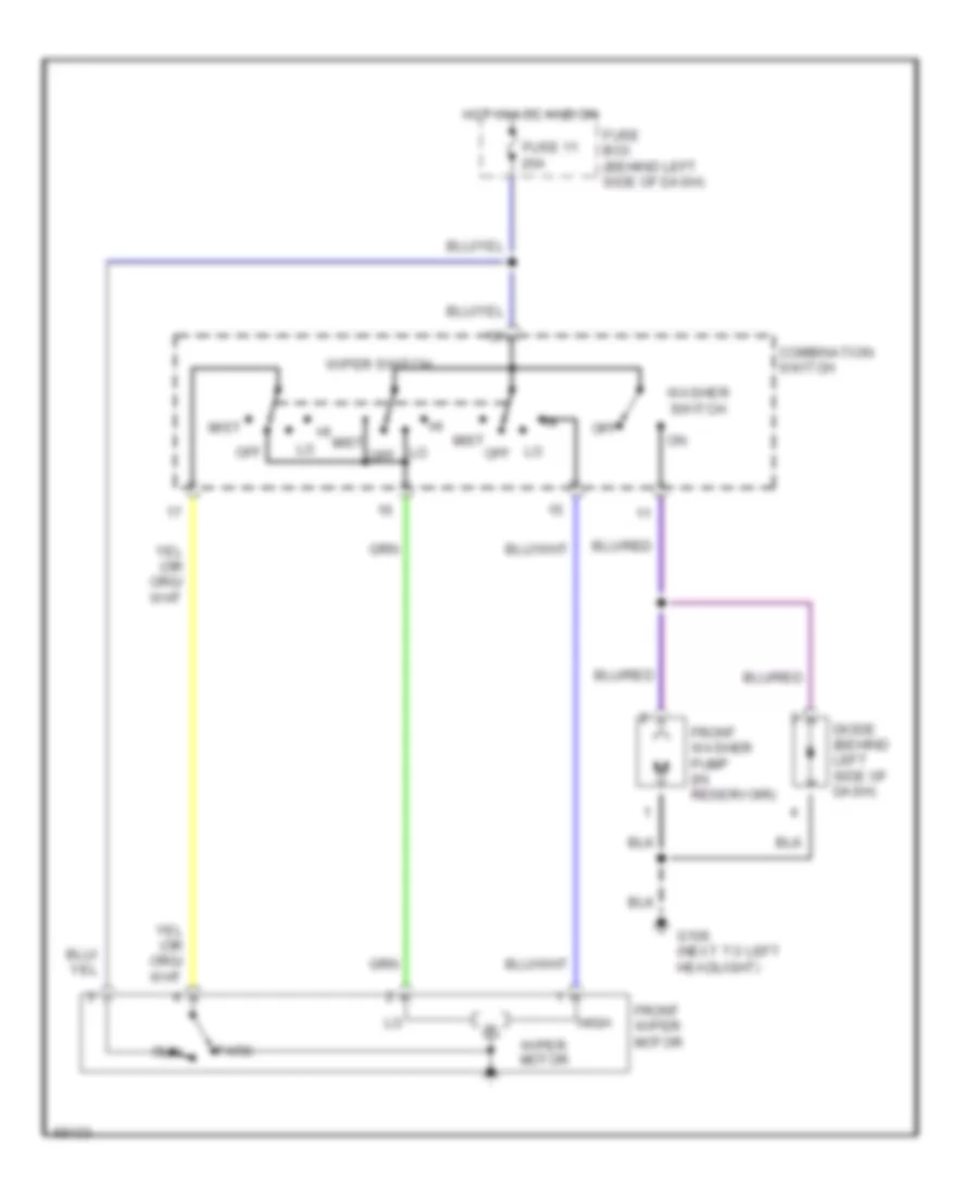 Электросхема стеклоочистителя, дворников и омывателя С 2 скоростями для Subaru Justy GL 1992
