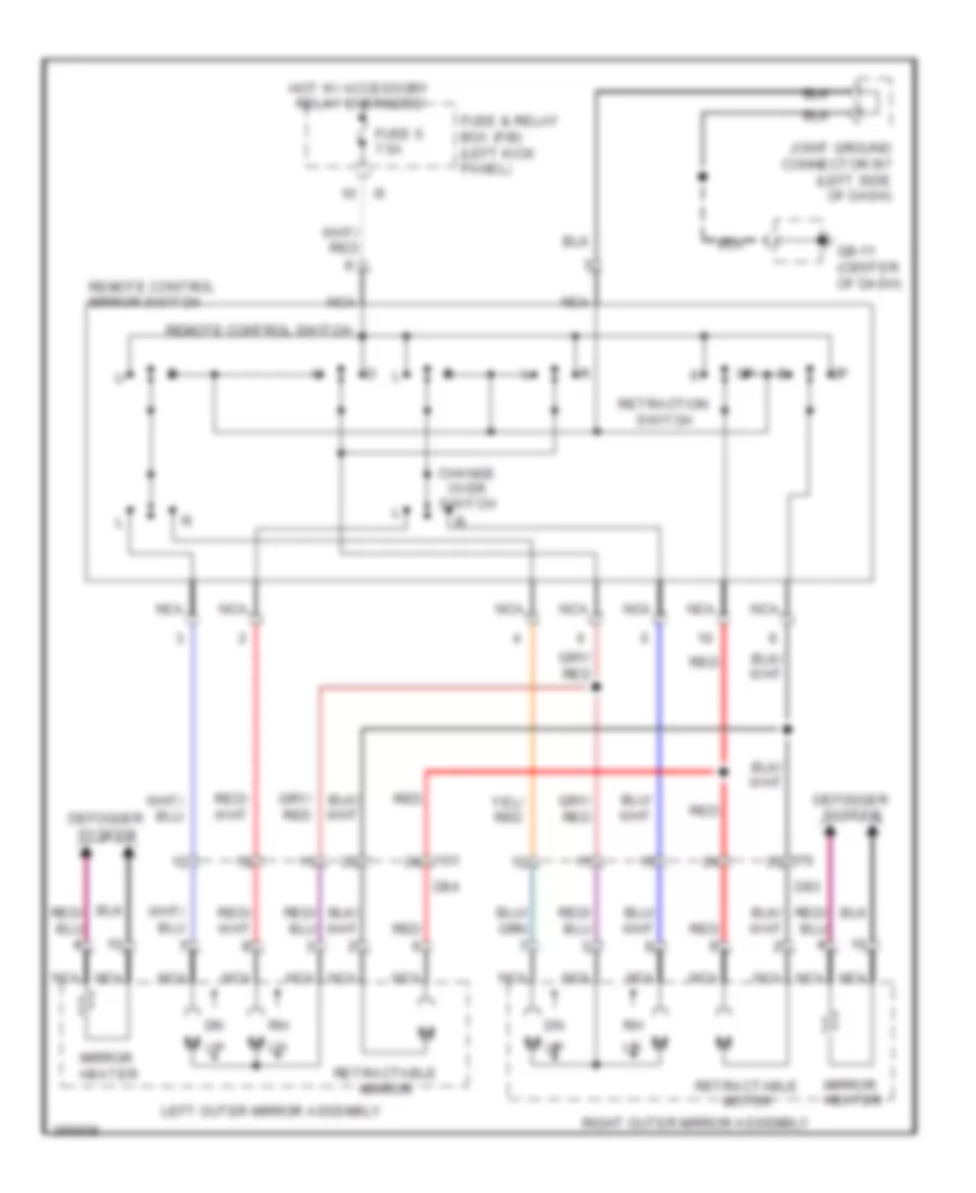 Power Mirror Wiring Diagram, with Retractable Outer Mirror for Subaru Forester XT Touring 2011