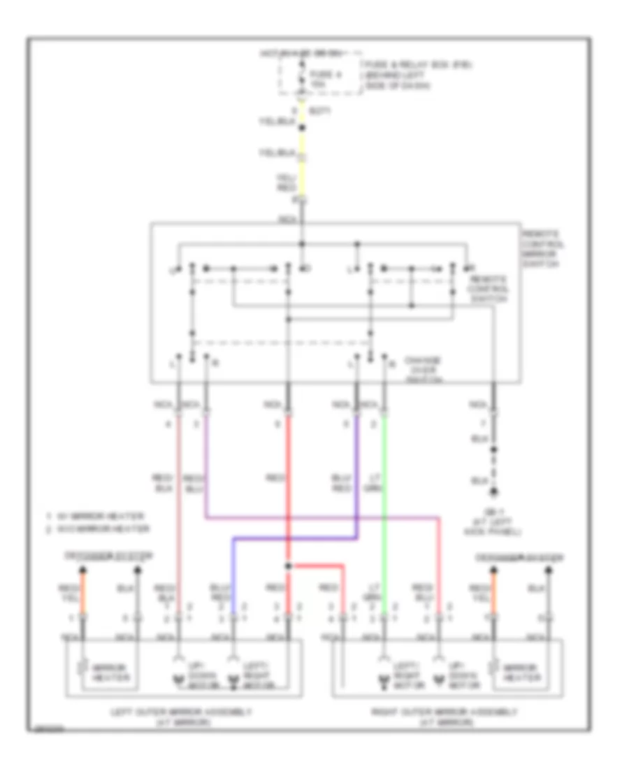 Power Mirror Wiring Diagram, without Outer Mirror Turn Signal Light for Subaru Forester XT 2008