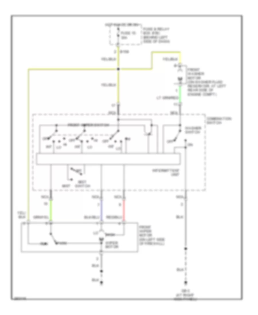 Электросхема передних стеклоочистителей дворников и омывателя лобового стекла для Subaru Forester XT 2008