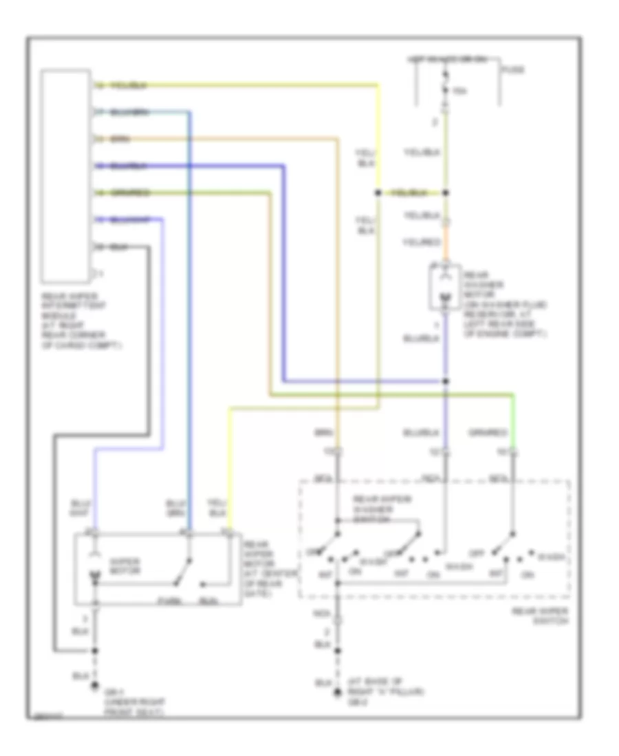 Электросхема заднего стеклоочистителя и омывателя стекла для Subaru Forester XT 2008