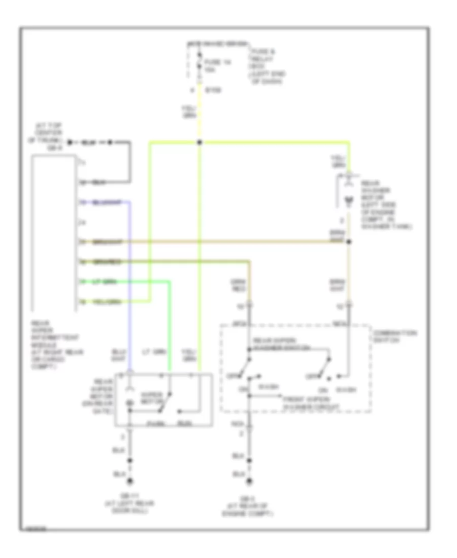 Электросхема заднего стеклоочистителя и омывателя стекла для Subaru Legacy GT 2004