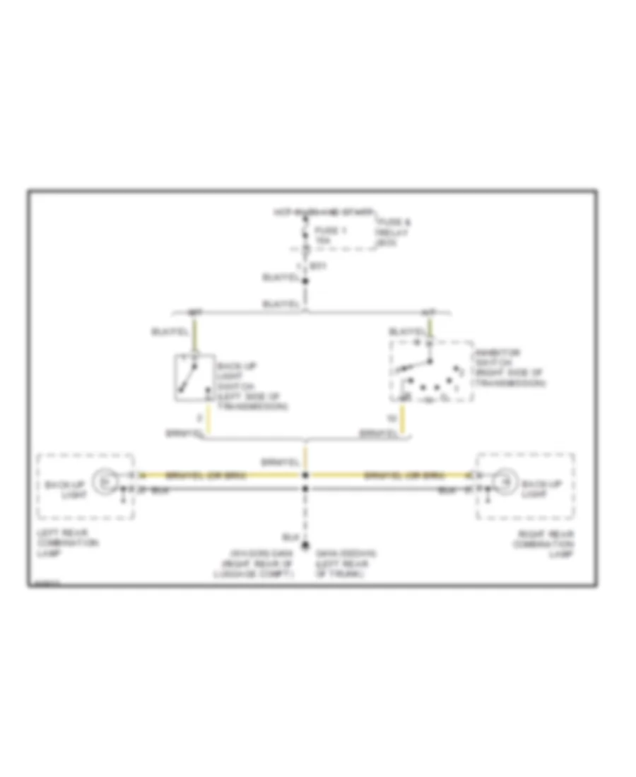 Back up Lamps Wiring Diagram for Subaru Legacy L 1998