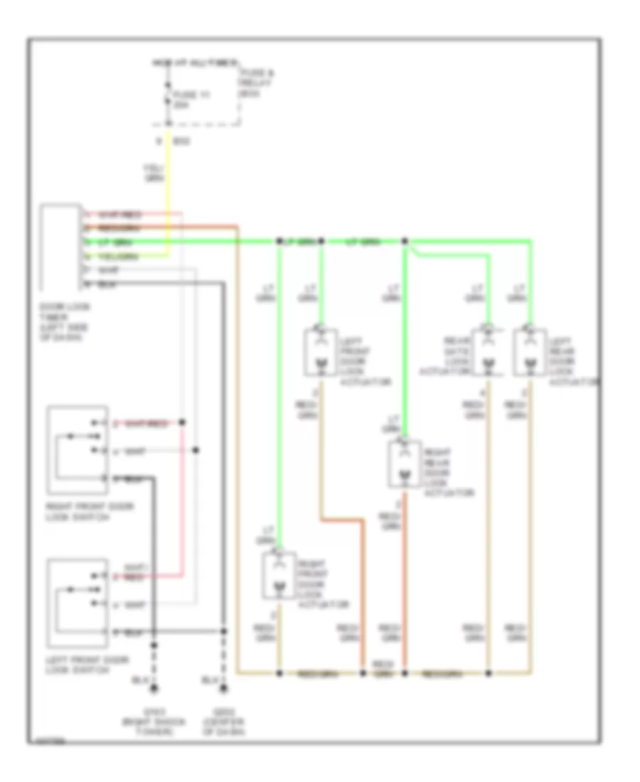 Power Door Lock Wiring Diagram for Subaru Legacy L 1998