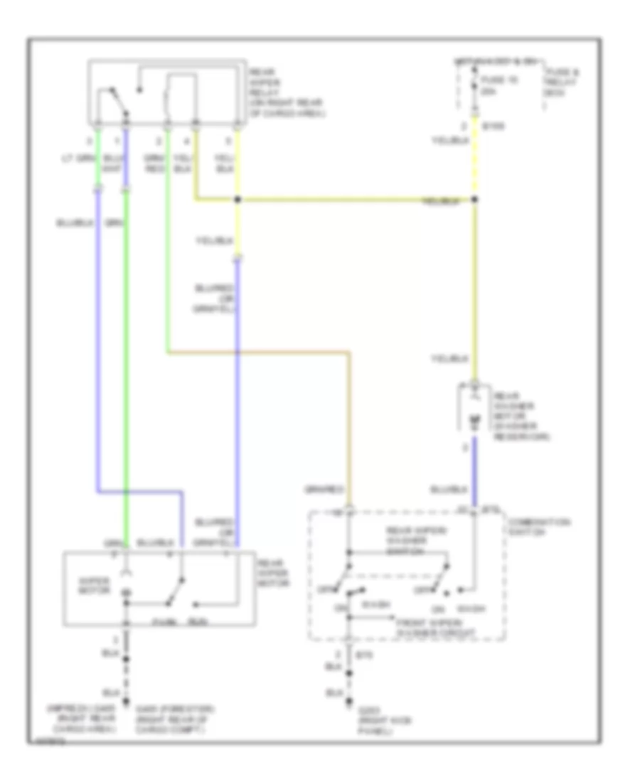 Электросхема заднего стеклоочистителя дворника и омывателя для Subaru Impreza RS 1999