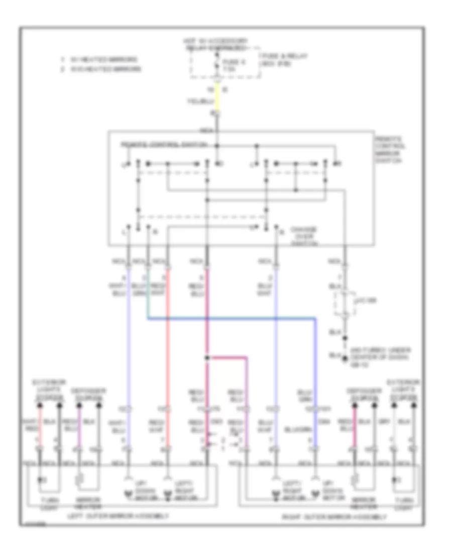 Power Mirror Wiring Diagram, without Retractable Outer Mirror for Subaru Impreza WRX Limited 2014