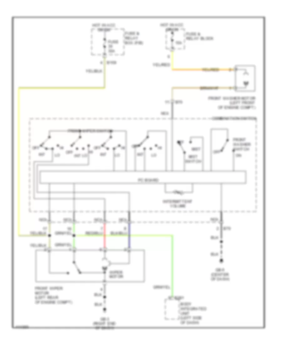 Электросхема передних стеклоочистителей дворников и омывателя лобового стекла для Subaru Impreza WRX Premium 2014