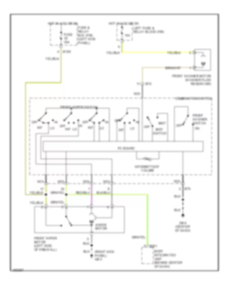 Электросхема передних стеклоочистителей дворников и омывателя лобового стекла для Subaru Forester X Touring 2012