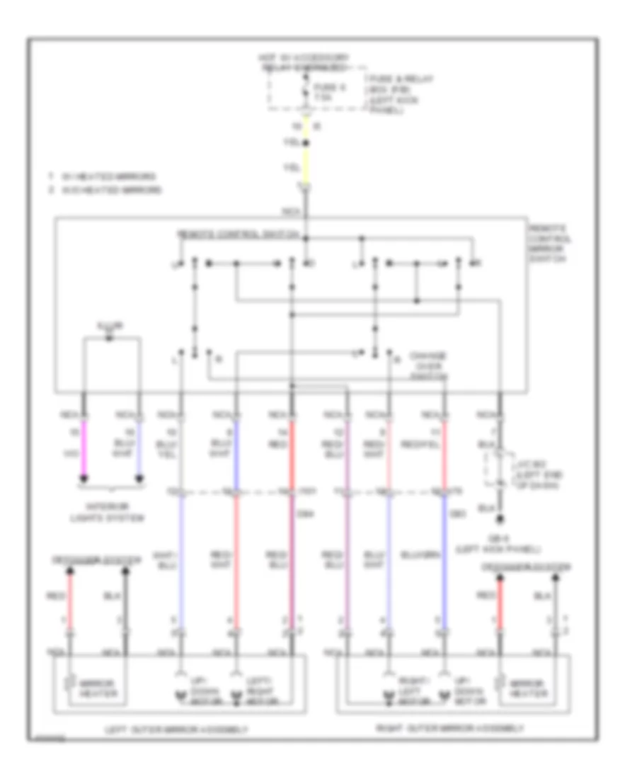 Power Mirror Wiring Diagram without Turn Signal for Subaru Legacy 2 5i Sport 2014