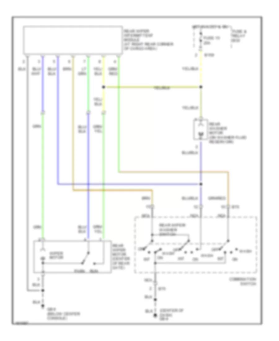 Электросхема заднего стеклоочистителя и омывателя стекла для Subaru Forester S 2002