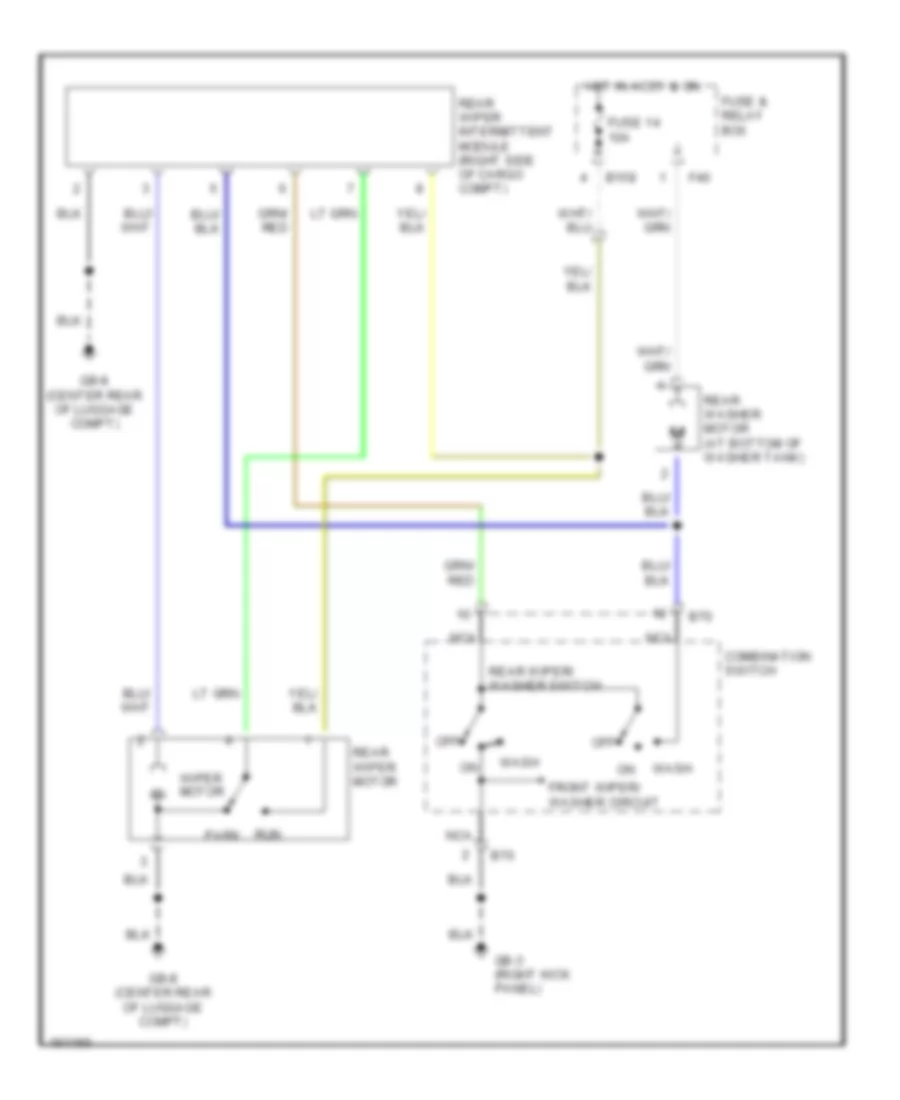 Электросхема заднего стеклоочистителя и омывателя стекла для Subaru Impreza Outback Sport 2002