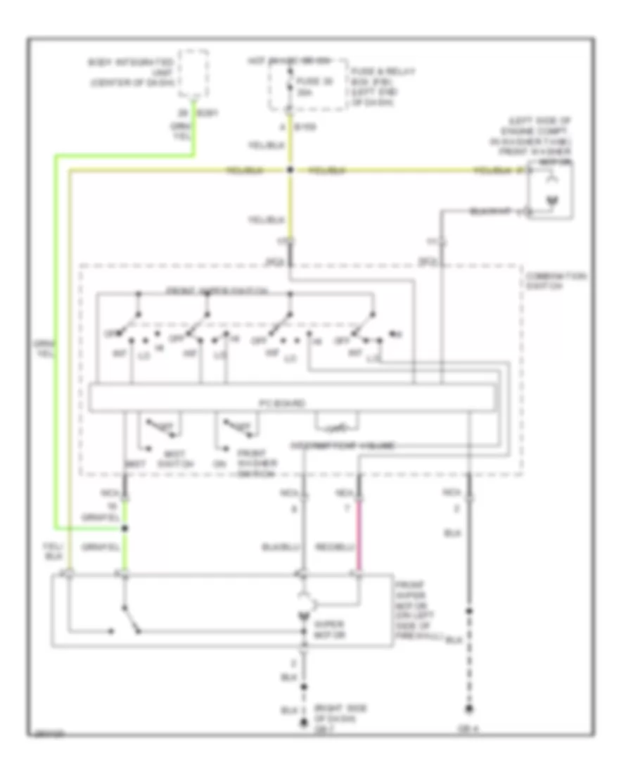 Электросхема передних стеклоочистителей дворников и омывателя лобового стекла для Subaru Legacy Limited 2008