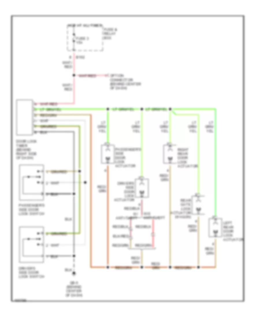 Power Door Lock Wiring Diagram, without Keyless Entry for Subaru Legacy GT Limited 2002