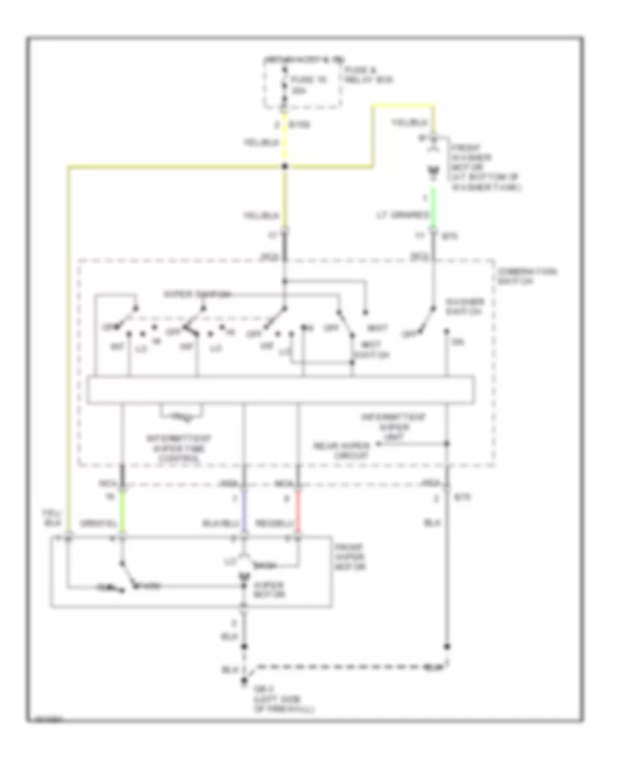 Электросхема переднего дворника стеклоочистителя и омывателя для Subaru Legacy GT Limited 2002