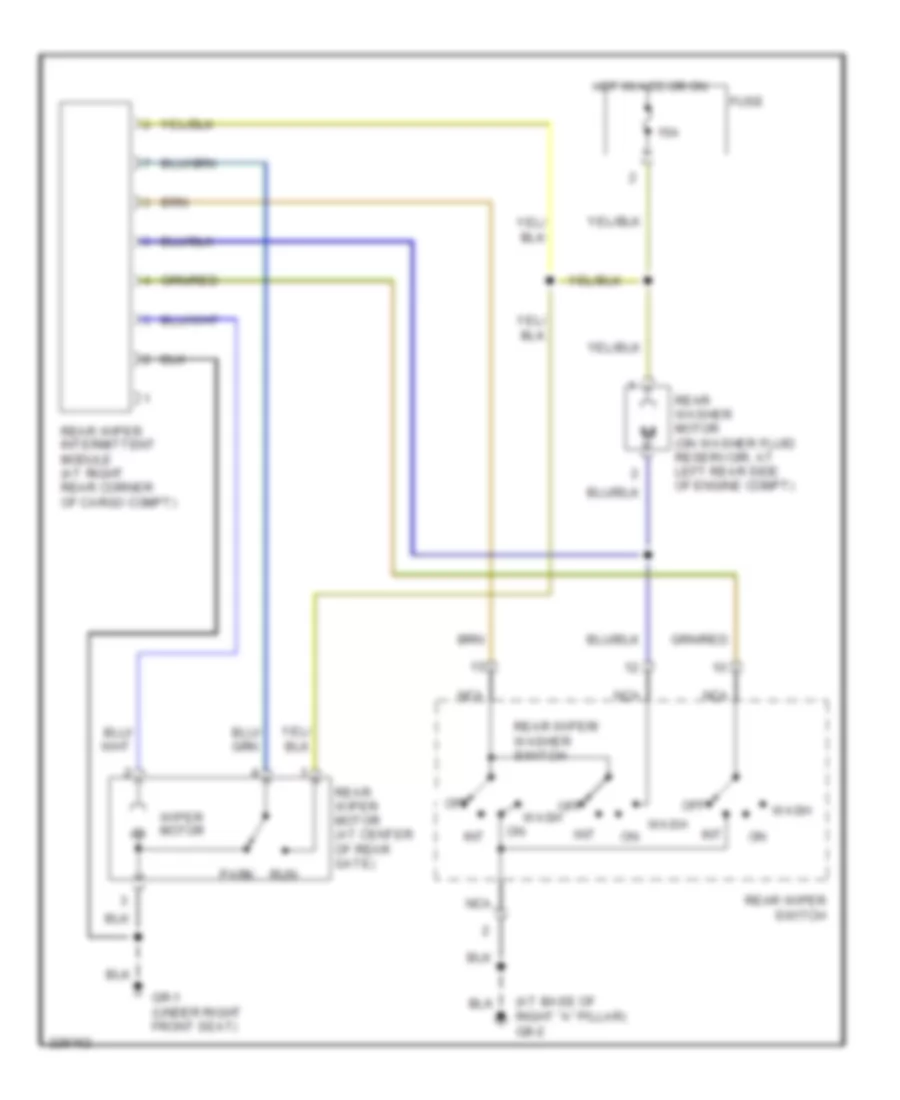 Rear Washer Wiper Wiring Diagram for Subaru Forester X 2006