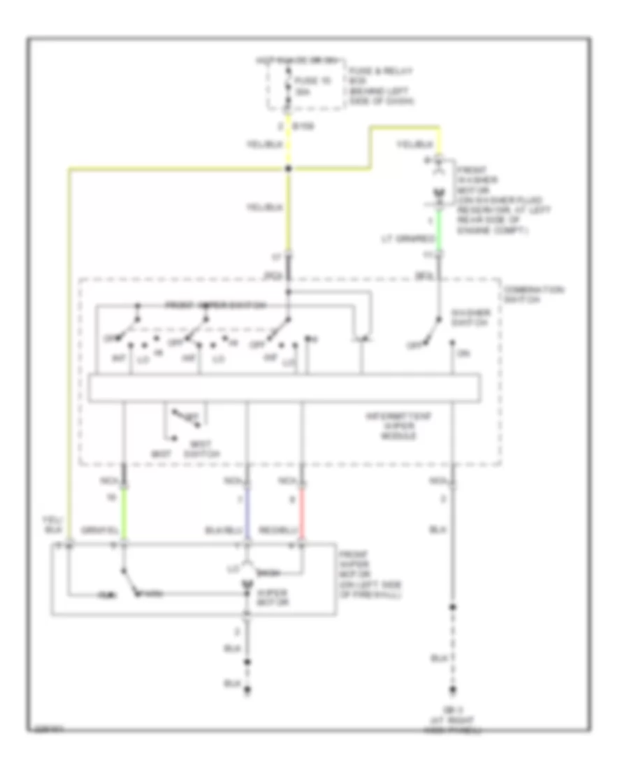 Электросхема передних стеклоочистителей дворников и омывателя лобового стекла для Subaru Forester X L.L. Bean Edition 2006