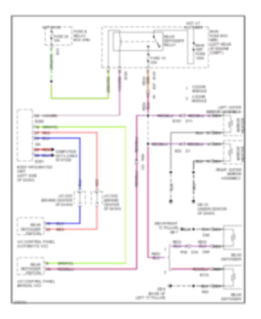 Mirror Heater  Rear Defogger Wiring Diagram for Subaru Impreza WRX STi Limited 2012