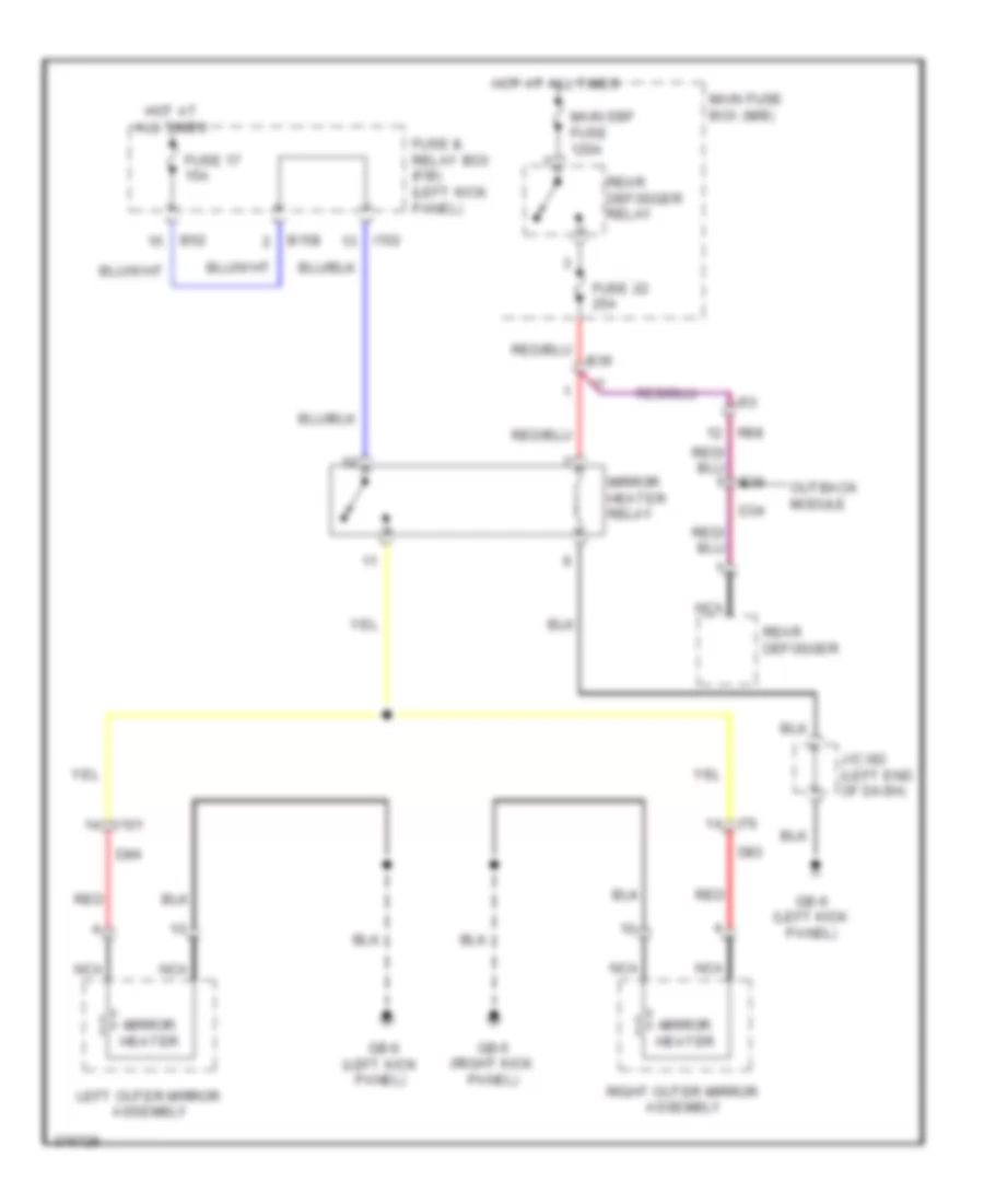 Heated Mirrors Wiring Diagram for Subaru Legacy 2012