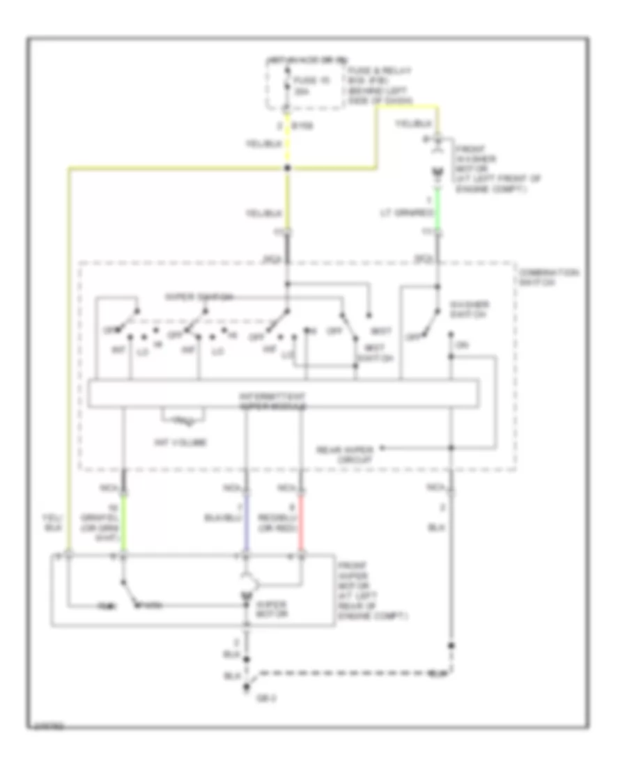 Электросхема передних стеклоочистителей дворников и омывателя лобового стекла для Subaru Impreza WRX Limited 2006