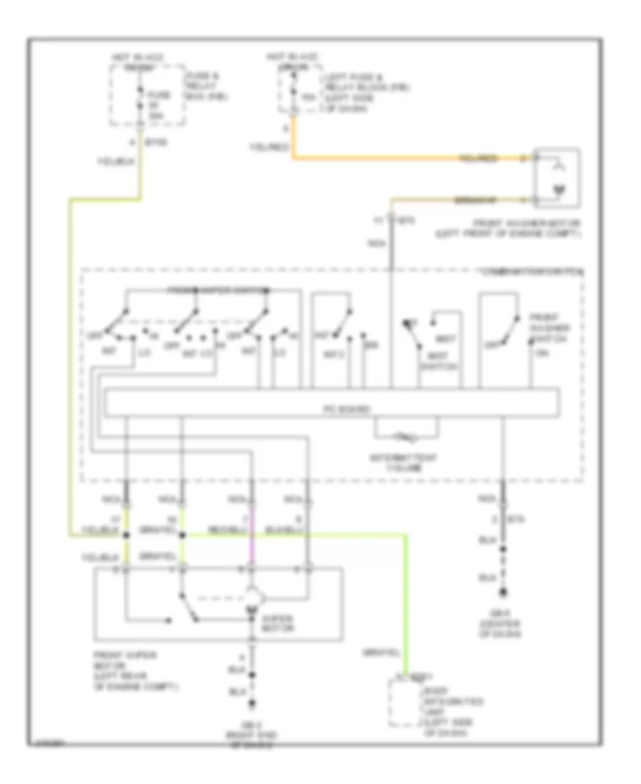 Электросхема передних стеклоочистителей дворников и омывателя лобового стекла для Subaru Impreza 2.5i 2009