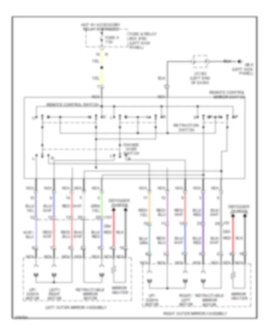 Power Mirror Wiring Diagram with Retractable Outer Mirror for Subaru Legacy R Premium 2012