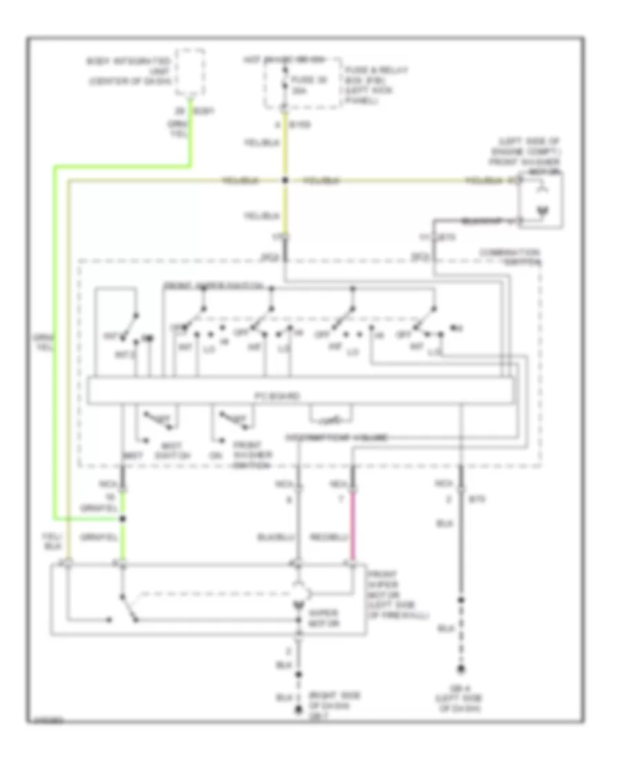 Электросхема передних стеклоочистителей дворников и омывателя лобового стекла для Subaru Legacy GT Limited 2009
