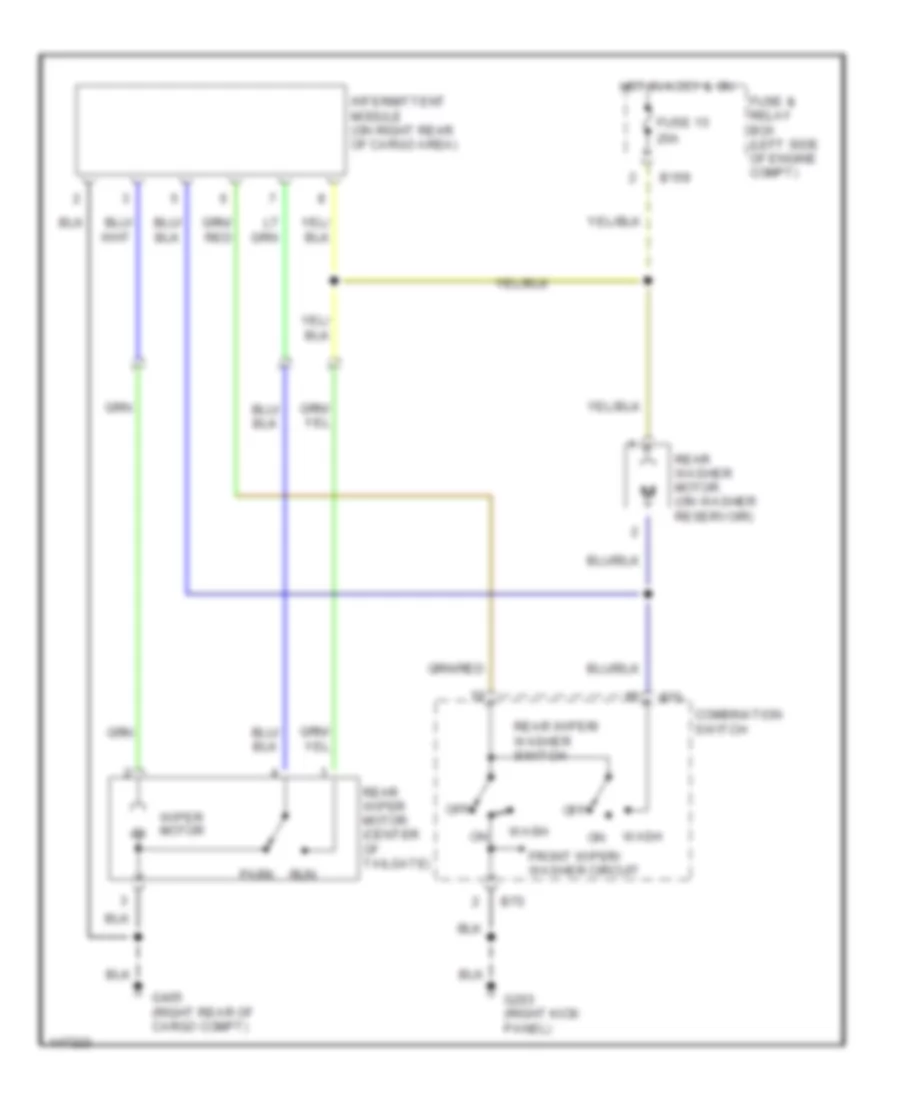 Электросхема заднего стеклоочистителя и омывателя стекла для Subaru Forester L 2001