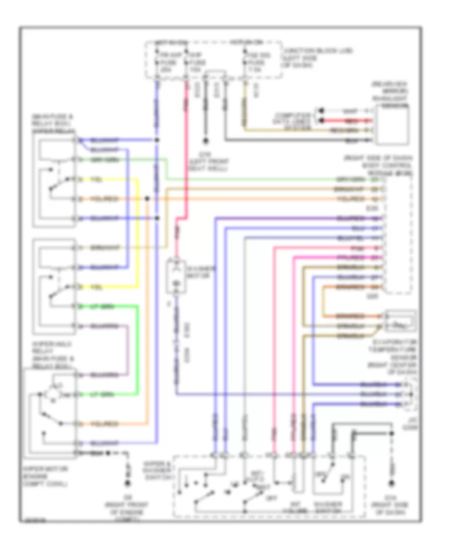 Электросхема стеклоочистителя, дворников и омывателя для Suzuki Kizashi SE 2011