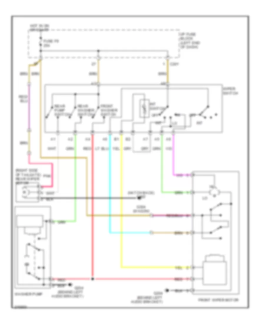 Электросхема стеклоочистителя, дворников и омывателя, Универсал для Suzuki Forenza LX 2005
