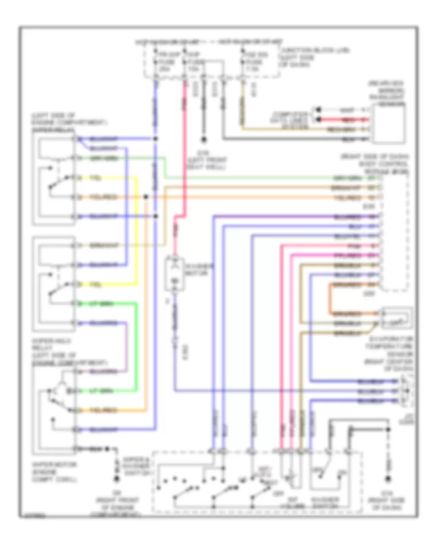 Электросхема стеклоочистителя, дворников и омывателя для Suzuki Kizashi SE 2010