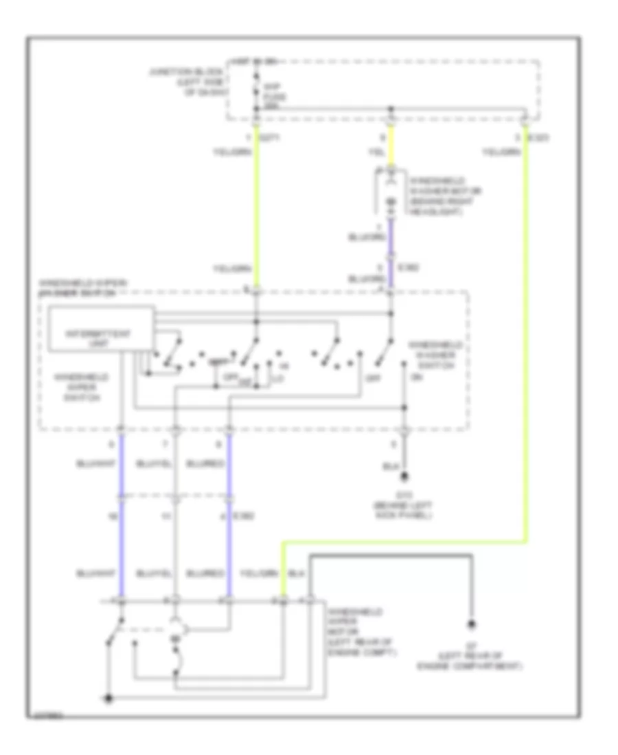 Электросхема передних стеклоочистителей дворников и омывателя лобового стекла для Suzuki SX4 2010