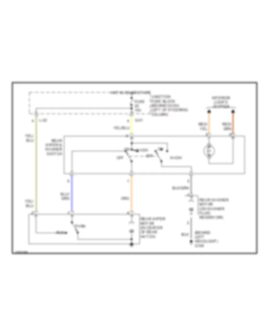 Электросхема заднего стеклоочистителя дворника и омывателя для Suzuki Swift 1999