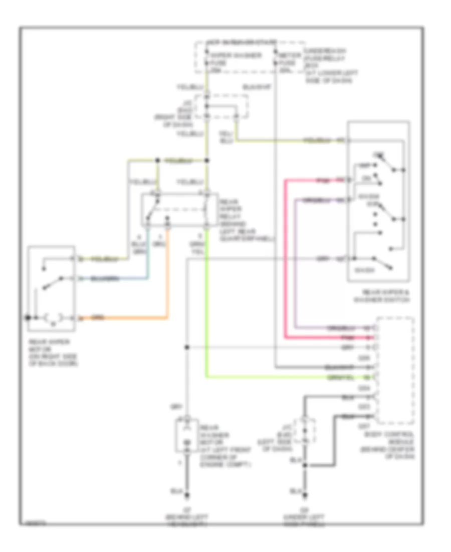 Электросхема заднего стеклоочистителя дворника и омывателя для Suzuki XL-7 LX 2005