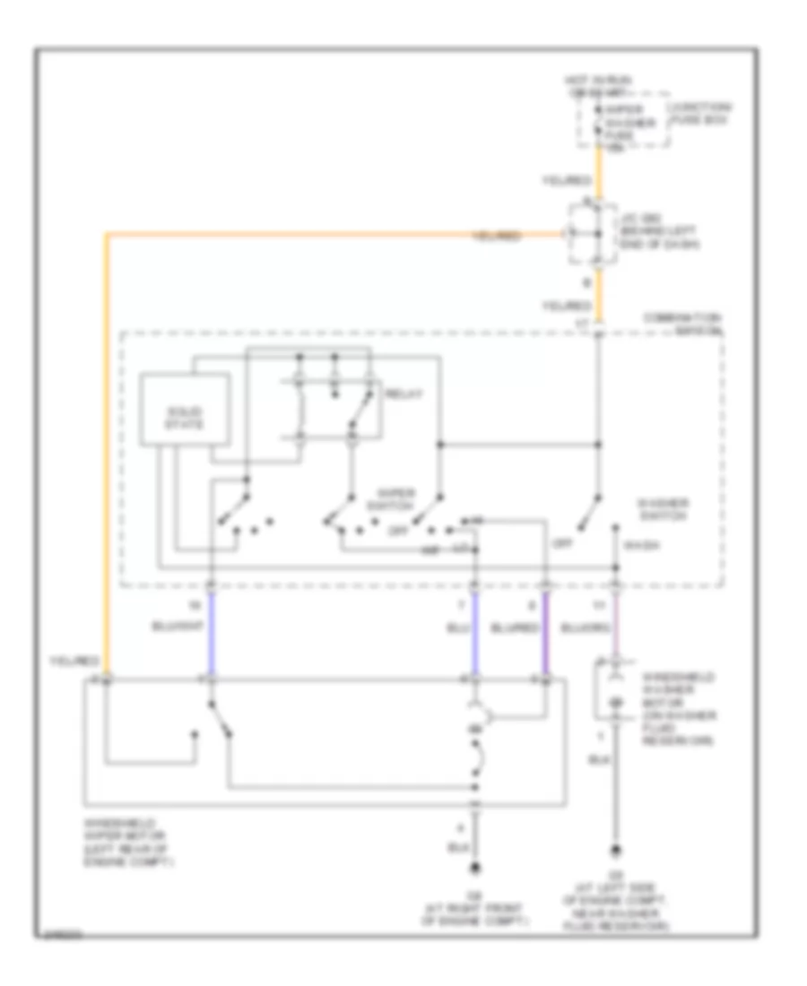 Электросхема передних стеклоочистителей дворников и омывателя лобового стекла для Suzuki Aerio Premium 2006
