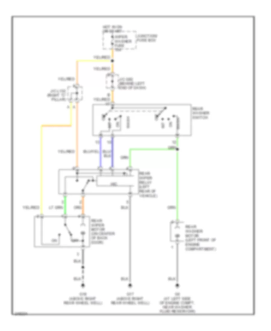 Электросхема заднего стеклоочистителя дворника и омывателя для Suzuki Aerio SX Premium 2006