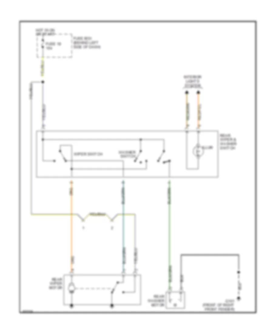 Электросхема заднего стеклоочистителя дворника и омывателя для Suzuki Sidekick JLX 1995
