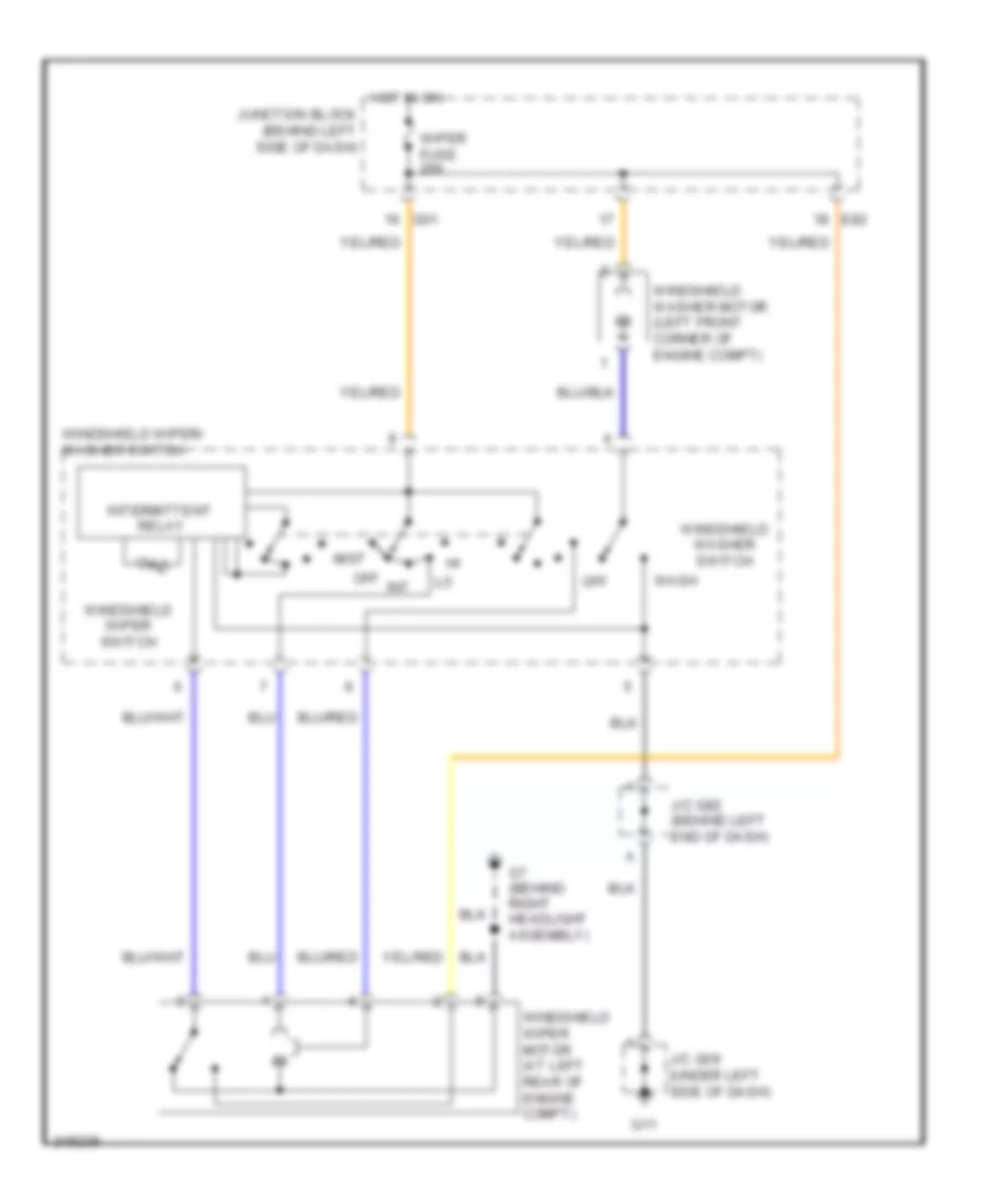 Электросхема передних стеклоочистителей дворников и омывателя лобового стекла для Suzuki Grand Vitara 2006