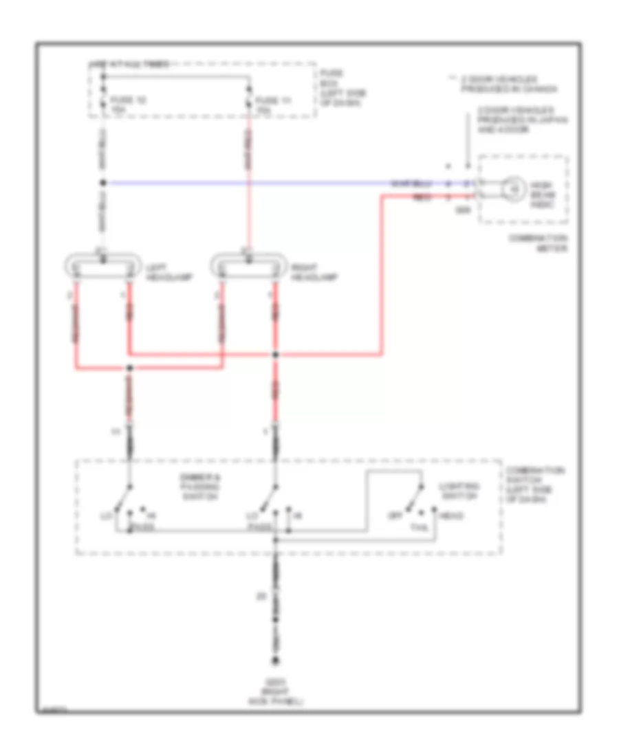 Headlight Wiring Diagram, without DRL for Suzuki Sidekick JS 1995