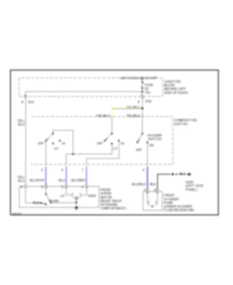 Электросхема передних стеклоочистителей дворников и омывателя лобового стекла С 2 скоростями для Suzuki Swift 1995