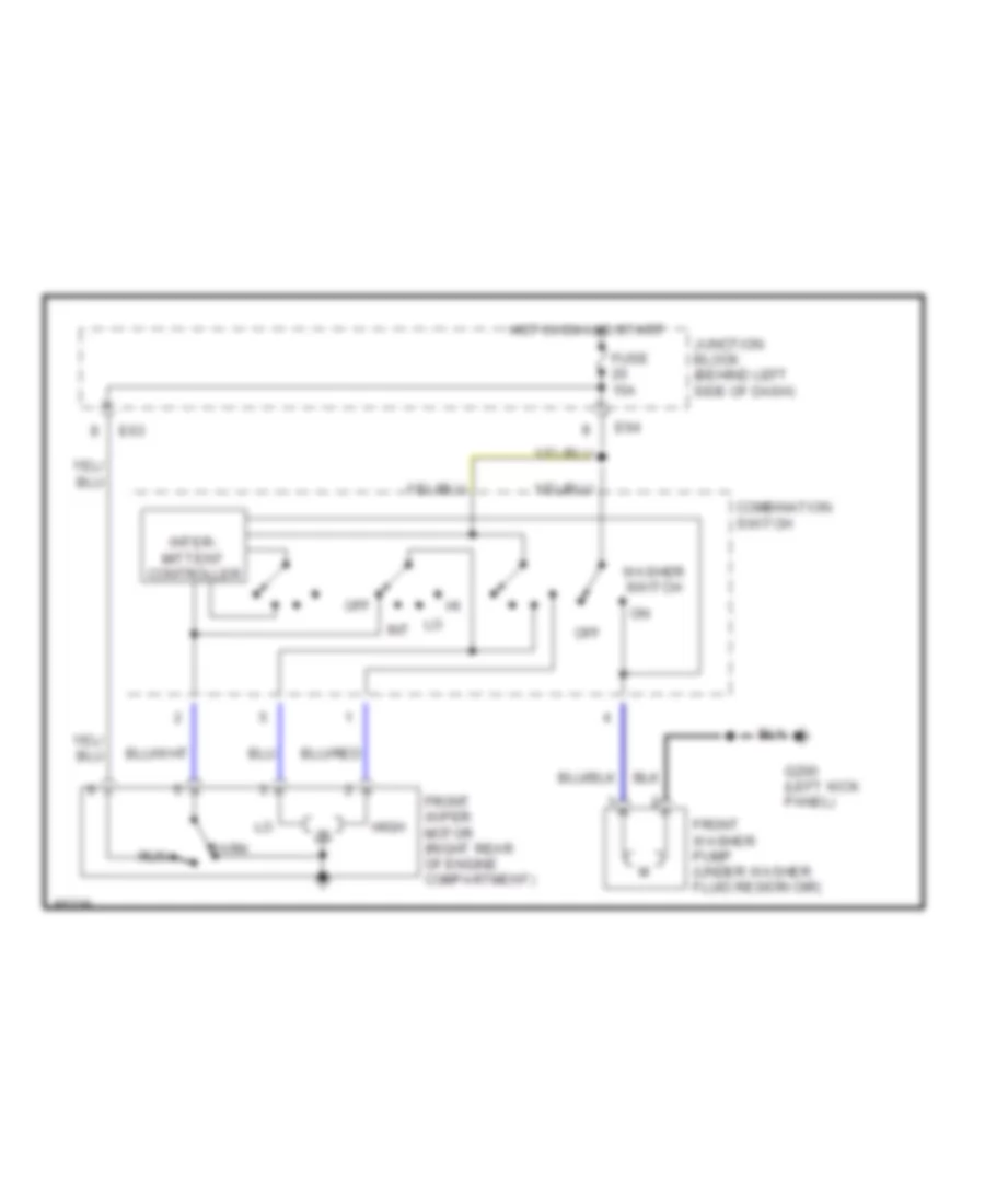 Электросхема стеклоочистителя, дворников и омывателя Интервала для Suzuki Swift 1995