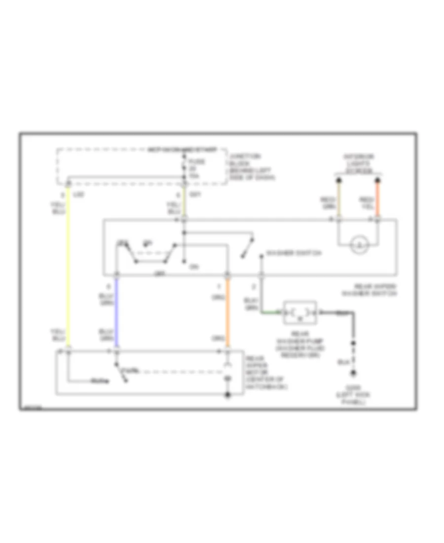 Электросхема заднего стеклоочистителя дворника и омывателя для Suzuki Swift 1995