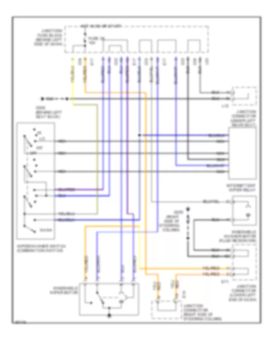 Электросхема стеклоочистителя, дворников и омывателя для Suzuki Esteem GL 1996